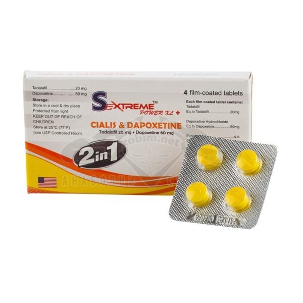 Sextreme Power XL - CIALIS EDITION (Tadalafil 20 mg. + Dapoxetină 60 mg.) - 4 tablete.